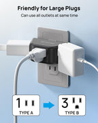TROND Multi Plug Outlet Extender with USB, 2 Pack Plug Splitter