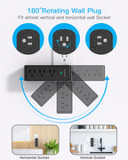 Surge Protector Outlet Extender with Rotating Plug, Multi Plug Wall Outlet