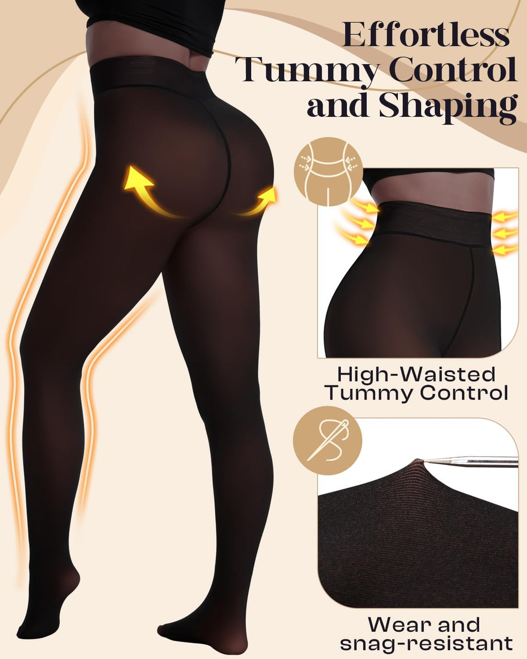 Fleece Lined Tights Leggings for Women, 230g Thick Thermal Tights