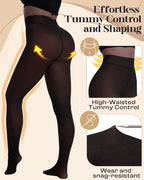 Fleece Lined Tights Leggings for Women, 230g Thick Thermal Tights