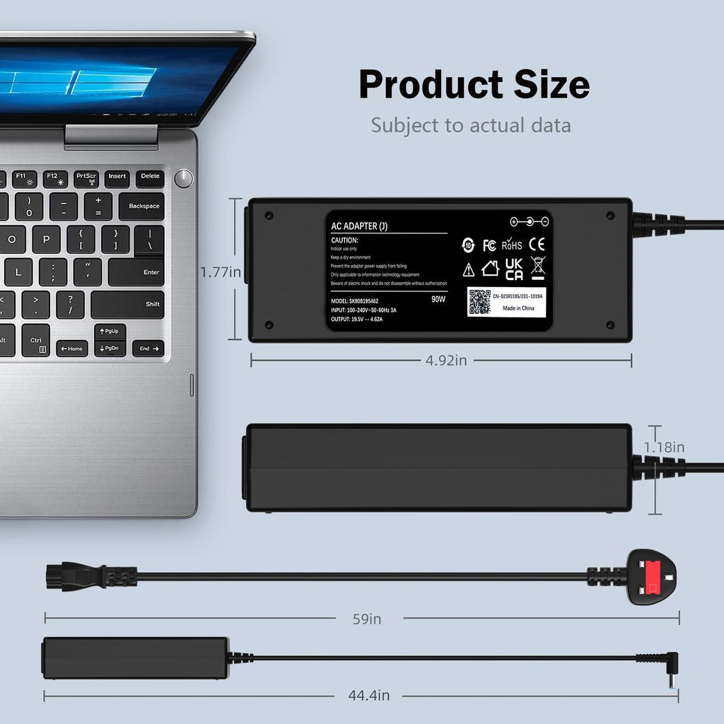 90W Laptop Charger Compatible with HP EliteBook Probook Pavilion Compaq