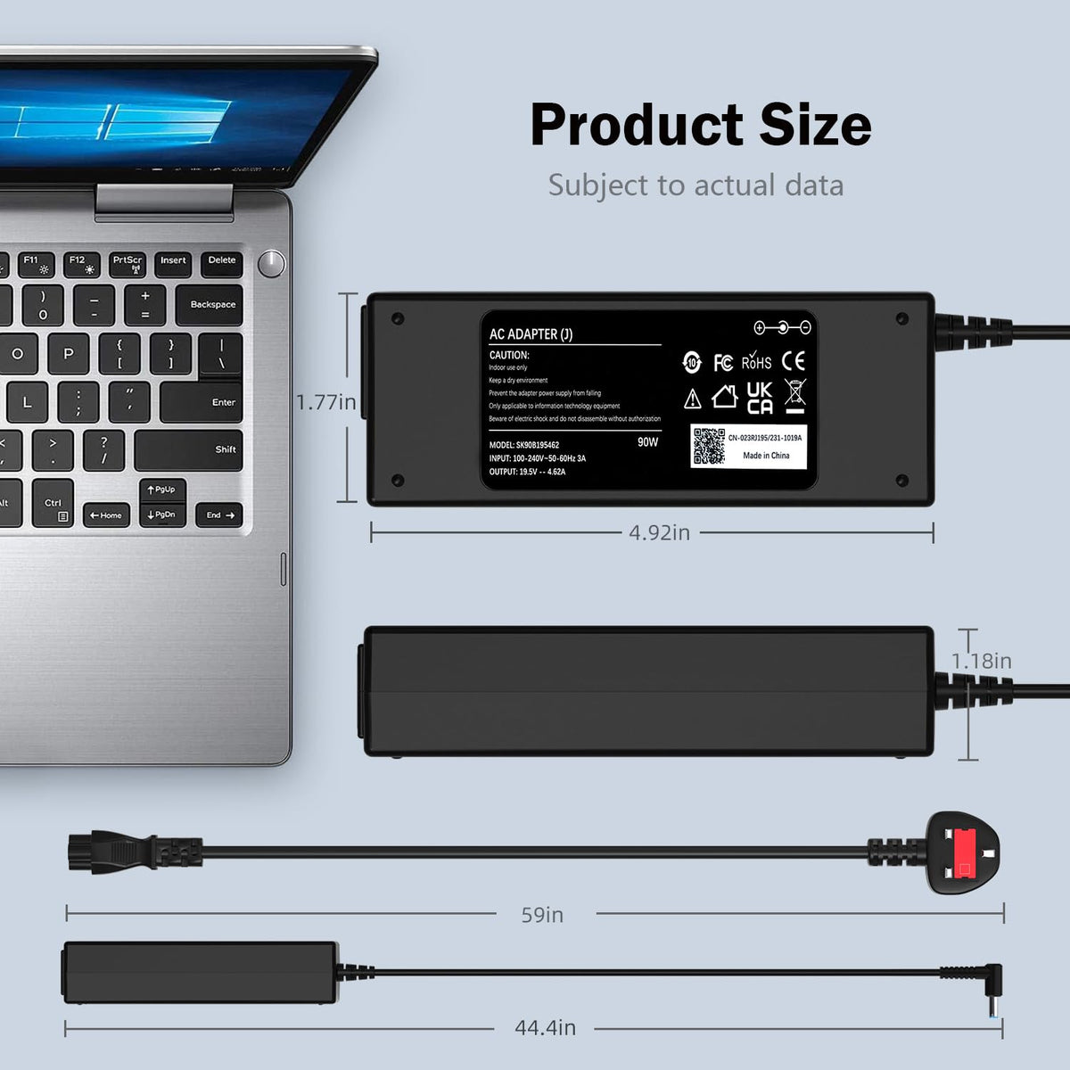 90W Laptop Charger Compatible with HP EliteBook Probook Pavilion Compaq