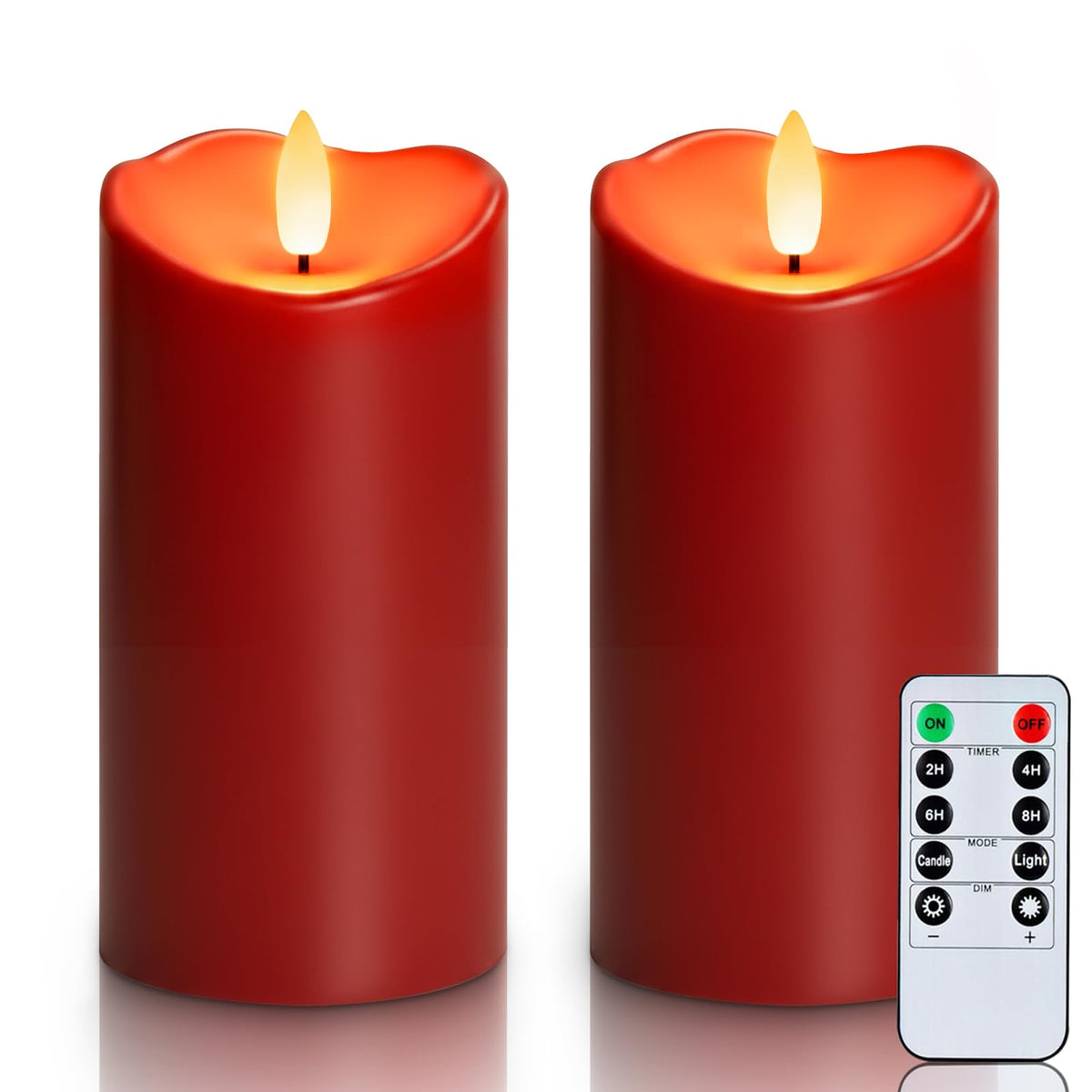 Homemory Orange Drip Real Wax Flameless Candles with Remote Timer, Set of 3