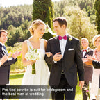 URAQT Men Pre-Tied Solid Satin Bow Tie, Adjustable Formal Bowtie
