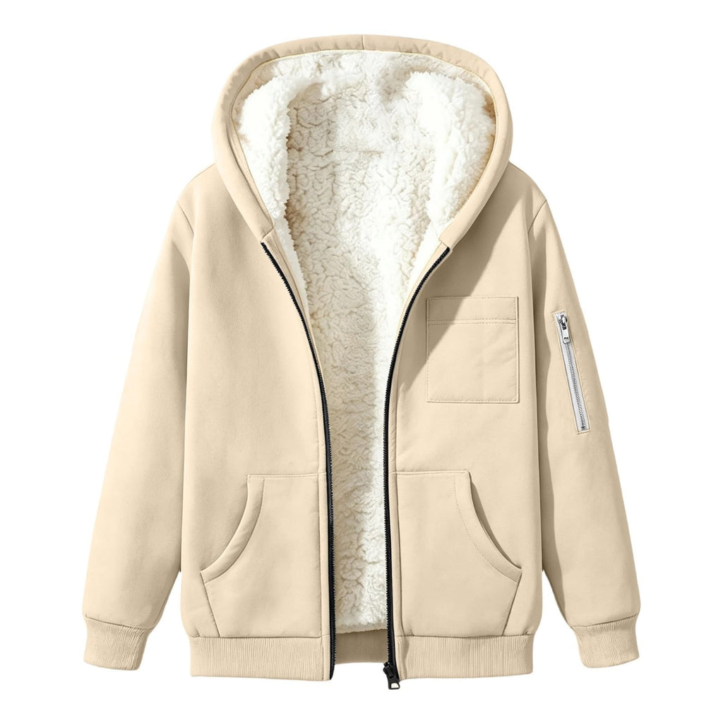 Womens Teddy Fleece Hoodies Sherpa Lined Fuzzy Jacket with Pockets Full Zip Hooded Sweatshirts Ladies Fall Winter Warm Jumper Coat Outwear Thermal Outfits Clothing