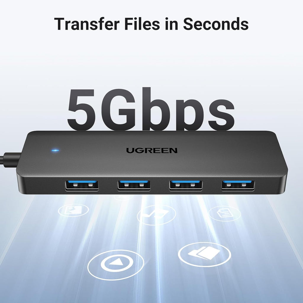 UGREEN USB Hub 3.0, USB Splitter 4 Port Ultra Slim with 5Gbps Data Transfer