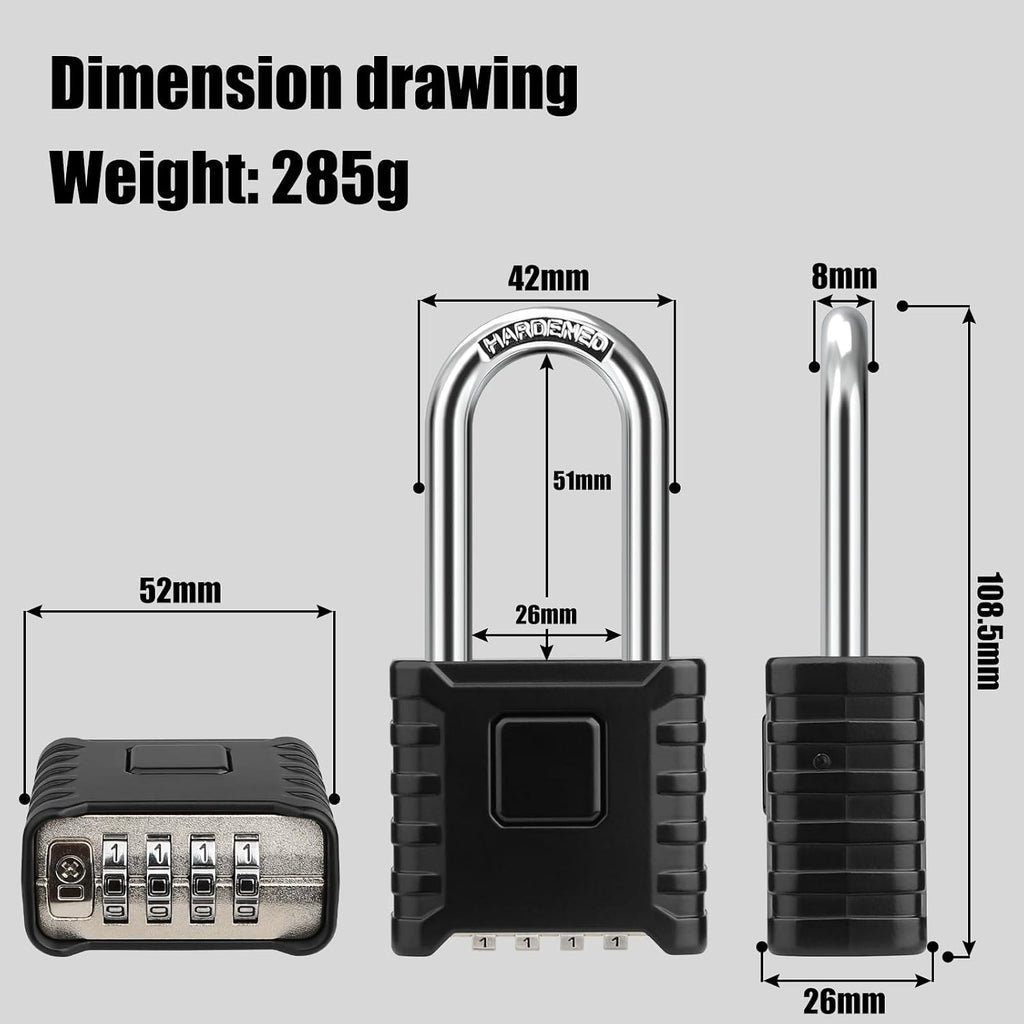 Diyife Large Heavy Duty Combination Padlocks Outdoor, 52mm Weatherproof