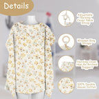 Aolso Breastfeeding Cover Nursing Cover, Muslin Cotton Soft Breathable Nursing Cover, Adjustable Strap Breast Feeding Coverall for Car Seat Blanket and Stroller Coverall (White-Bear)