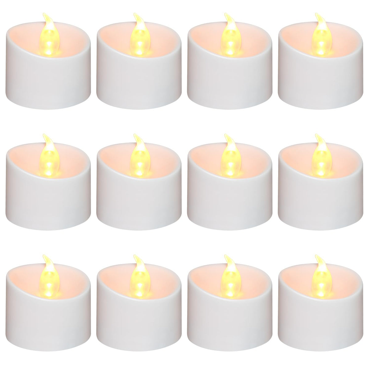 100 Pack Flickering LED Tea Lights, Last 100H+, Warm White Light