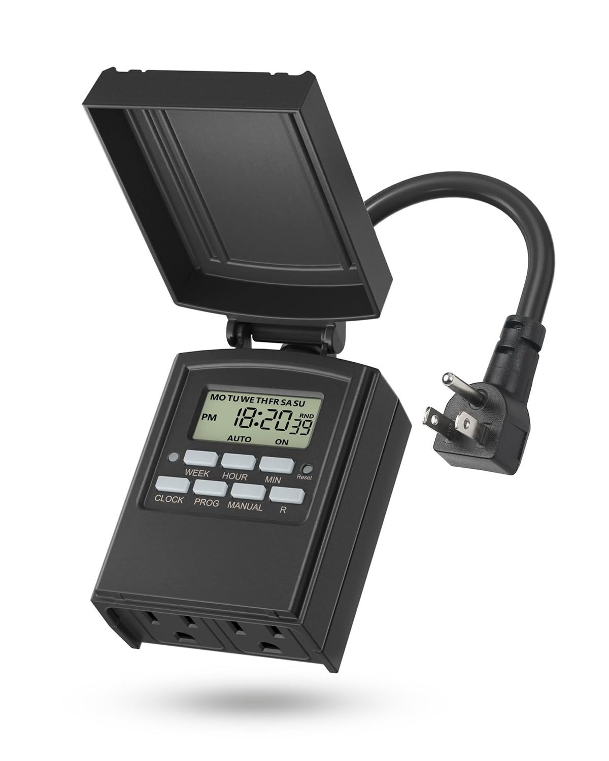 BN-LINK Outdoor 24-Hour Mechanical Timer Outlet, 2 Grounded Outlets