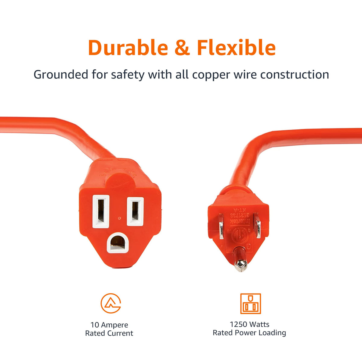 Amazon Basics Indoor/Outdoor Extension Cord, 25-foot, 3-Prong Grounded Plug with 3 Outlets, Weather Resistant Vinyl, 13 Amps, 1625 Watts, 125 VAC, Green