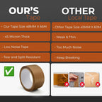 Packaging Tape, Industrial Brown Parcel Tape 3 Rolls With Low Noise - 48mm X 66m, Secure Sticky Brown Tape For Box Packaging, Moving Boxes, Packing Tape Strong For Moving House (3 rolls)