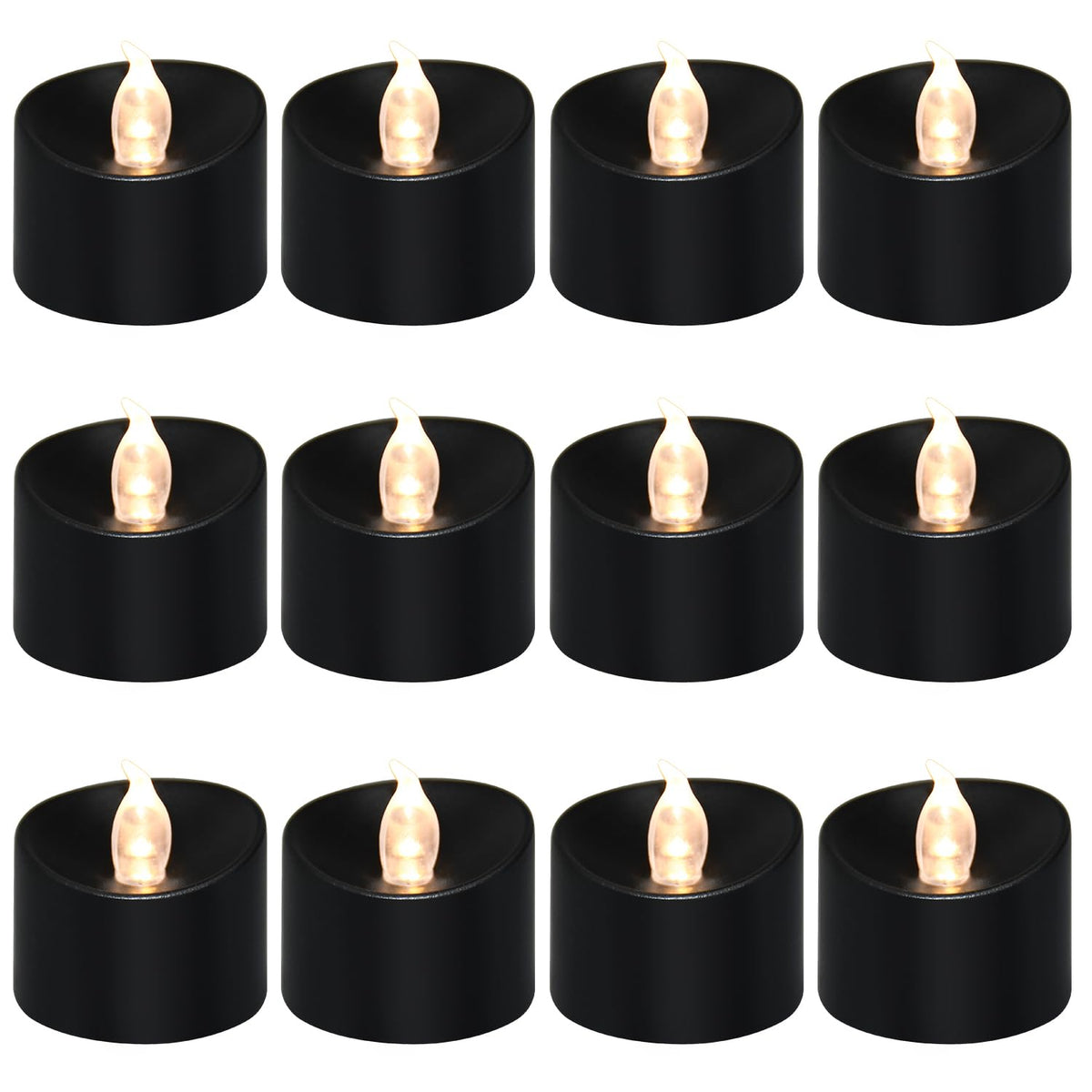 100 Pack Flickering LED Tea Lights, Last 100H+, Warm White Light