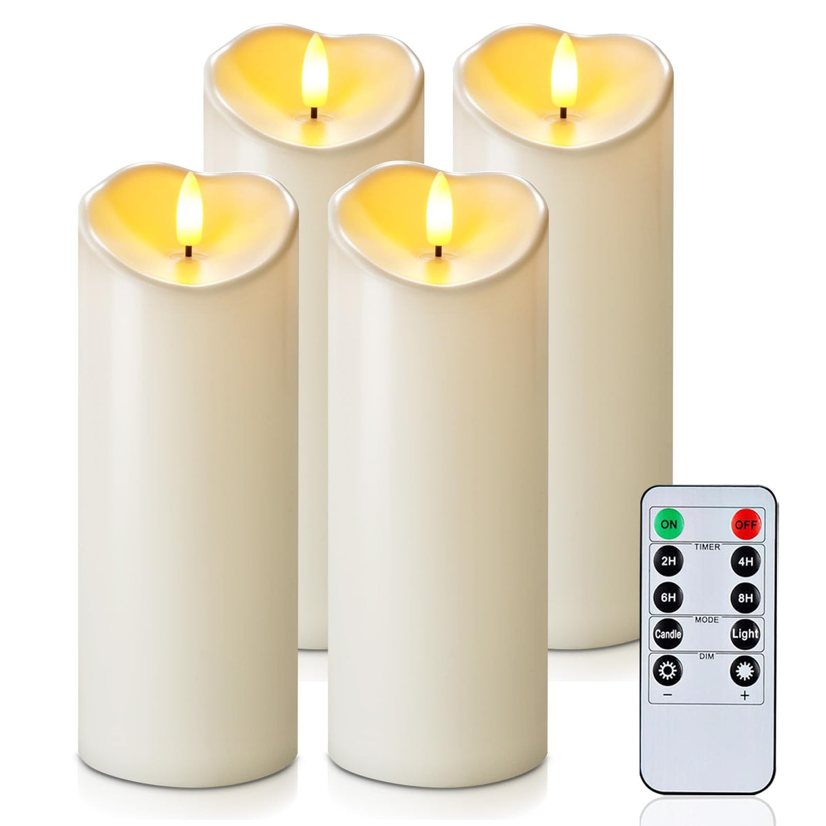Homemory Orange Drip Real Wax Flameless Candles with Remote Timer, Set of 3