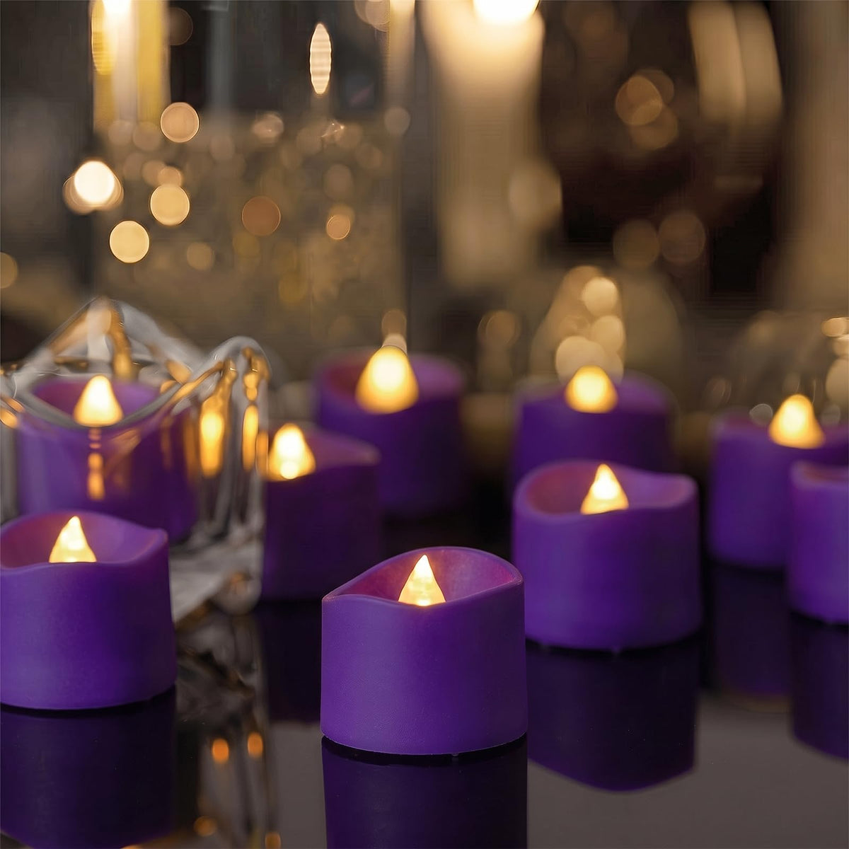 Homemory 24-Pack Flameless Tea Lights Candles Battery Operated, 200+ Hours