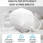 LEMENT 50pcs KN95 Face Mask Black 5-Layer Filter≥95% Cup Dust Safety Masks