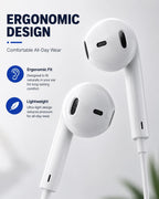 USB-C Wired Earphones with Microphone, In-Ear USB C Headphones, Stereo Earbuds with Mic, Wired Earphones for Samsung Galaxy, iPhone 15 Series, Google Pixel, iPad & USB-C Devices (1 Pack)