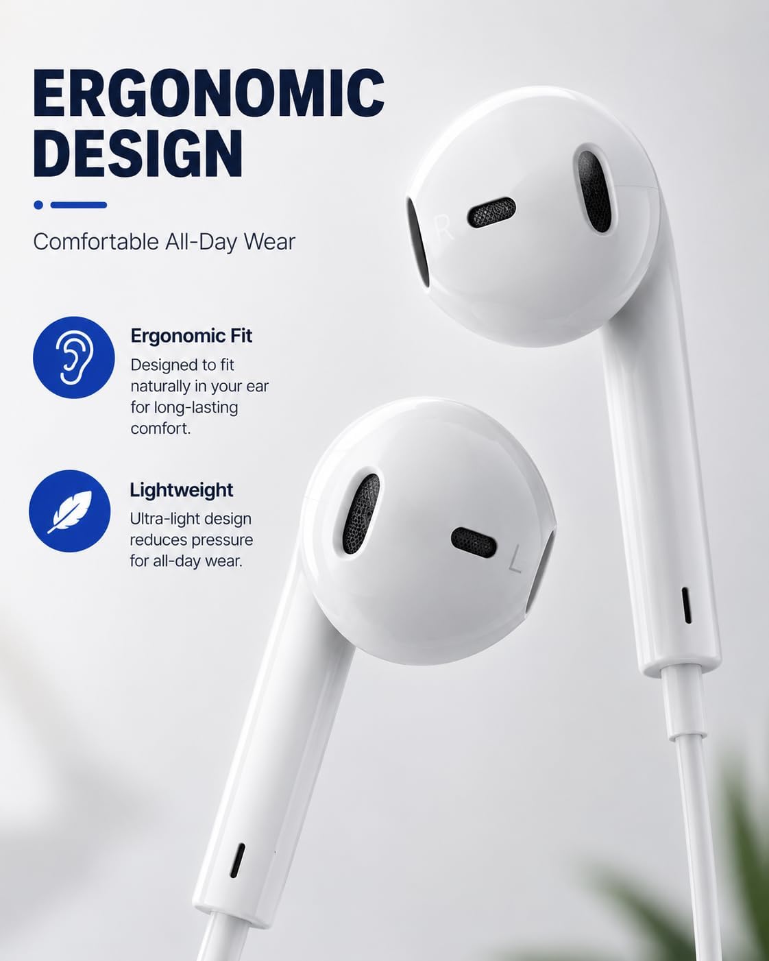USB-C Wired Earphones with Microphone, In-Ear USB C Headphones, Stereo Earbuds with Mic, Wired Earphones for Samsung Galaxy, iPhone 15 Series, Google Pixel, iPad & USB-C Devices (1 Pack)