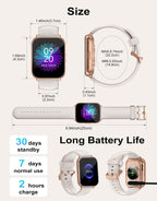 RUIMEN Smart Watch Answer Dial Call,Smart Watches for Women Men 1.85" HD Screen Fitness watch with SpO2 Heart Rate Sleep Monitor Step Counter Waterproof 100+ Sports Mode for Android iOS (2 Bands)