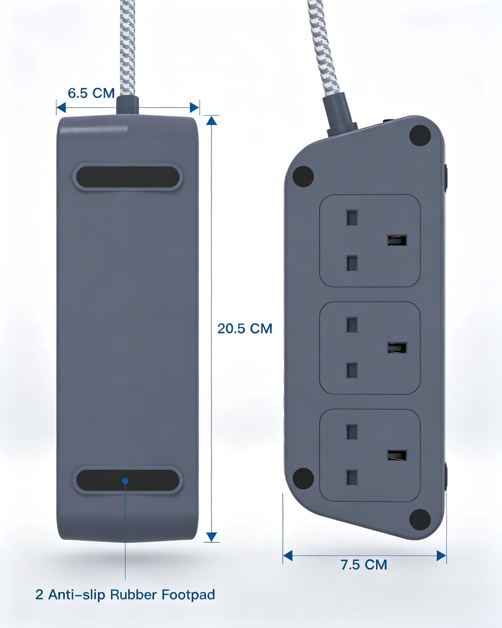 Extension Lead with USB Slots, 6 Way Outlets 5 USB (5A, 3 USB- C Port),1.6M