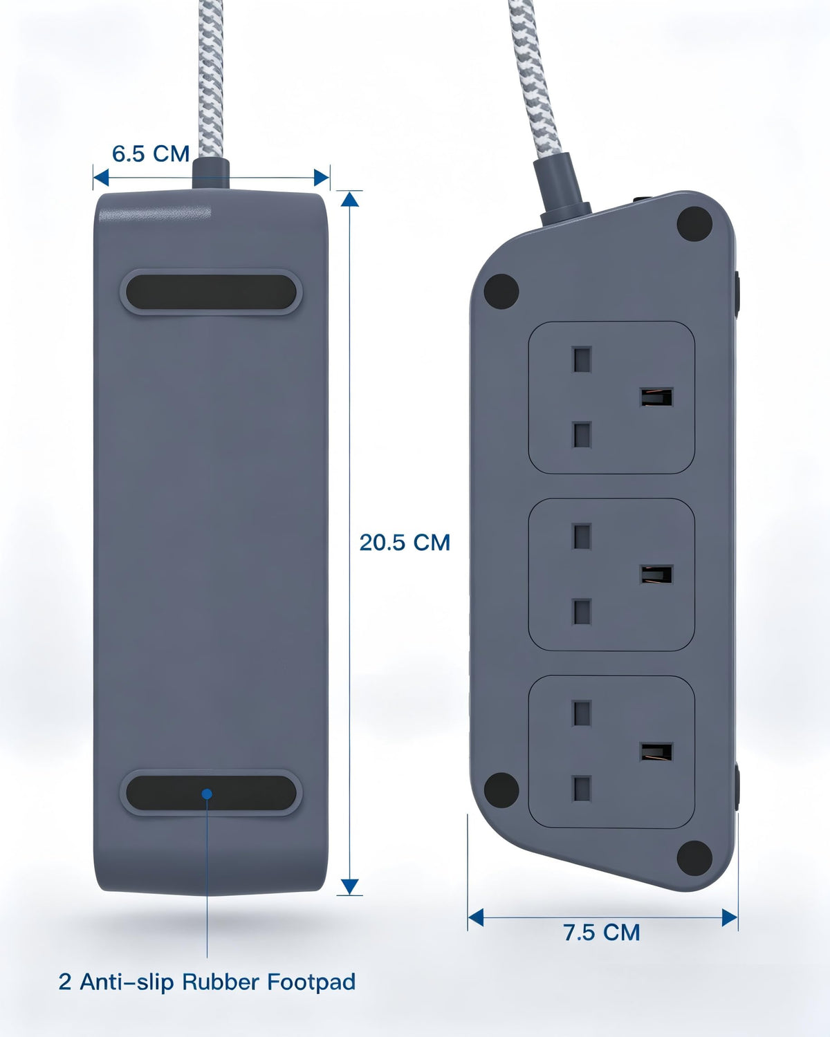 Extension Lead with USB Slots, 6 Way Outlets 5 USB (5A, 3 USB- C Port),1.6M