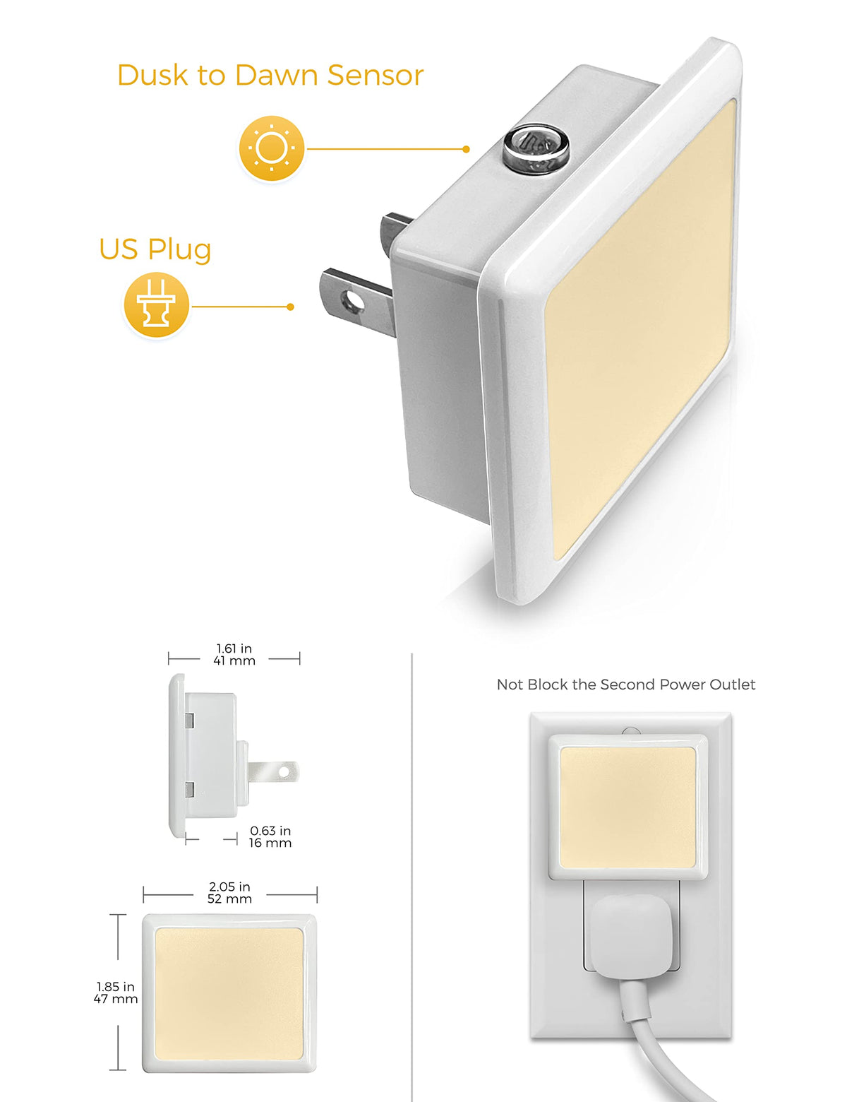 L LOHAS LED Night Lights Plug into Wall 2-Pack, 0.3W Plug in Night Light