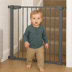 For Your Little One Pressure Fit Safety Stair Gate – No Screws Needed | One-Hand Opening | Secure Baby & Pet Gate for Stairs, Doorways & Hallways (Grey, 7 cm Extension Only)