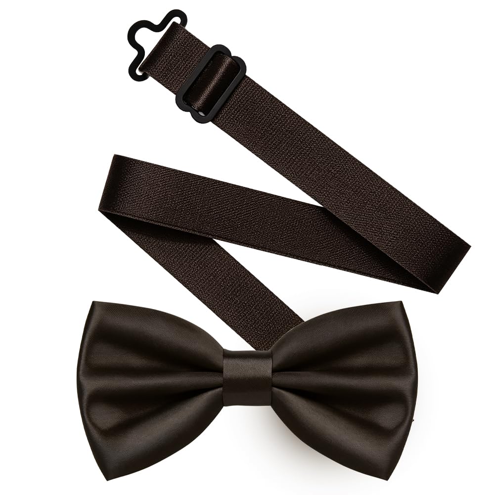 URAQT Men Pre-Tied Solid Satin Bow Tie, Adjustable Formal Bowtie