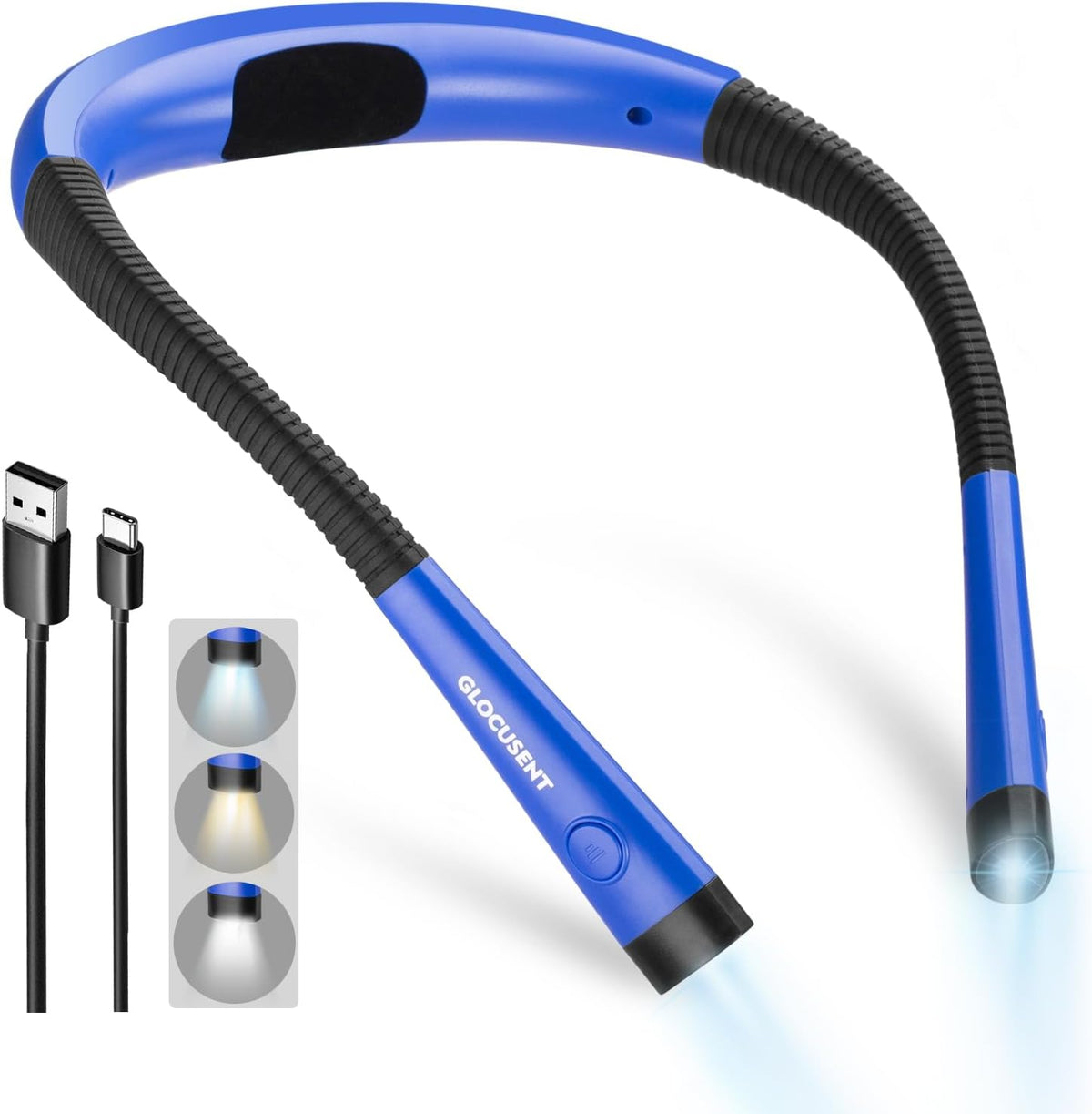 Glocusent Reading Light,Bendable Neck Light,80-hr Rechargeable Book Light