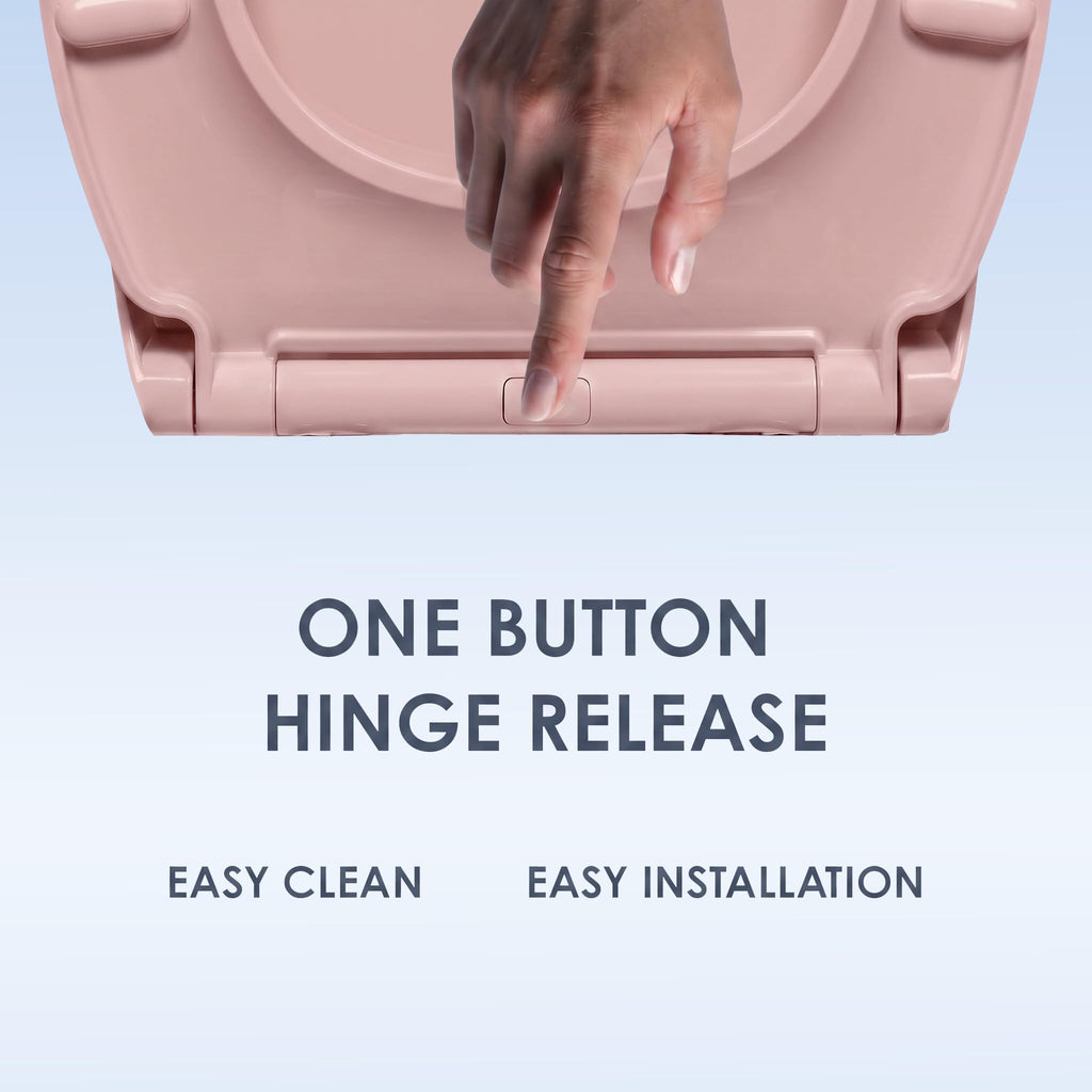 AQUALONA® Premium Thermoplastic Toilet Seat Soft Close Hardwearing Seat with Two Button Hinge Release D Shaped Easy to Clean Simple Installation Top and Bottom Fittings (Blue - D Shape)