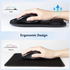 TECKNET 3 Packs Mouse Mat Wrist Support, Mouse Pad with Memory Foam Rest