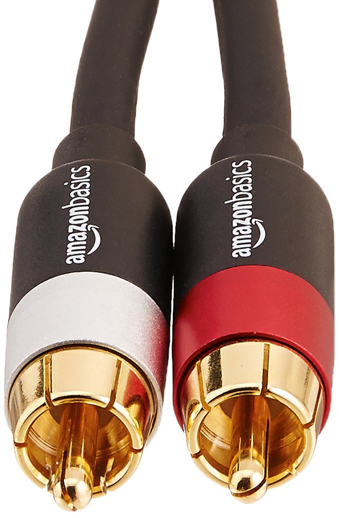 Amazon Basics 2 RCA Cables for Amplifier, Active Speakers or Subwoofer, 1.2 m, Black