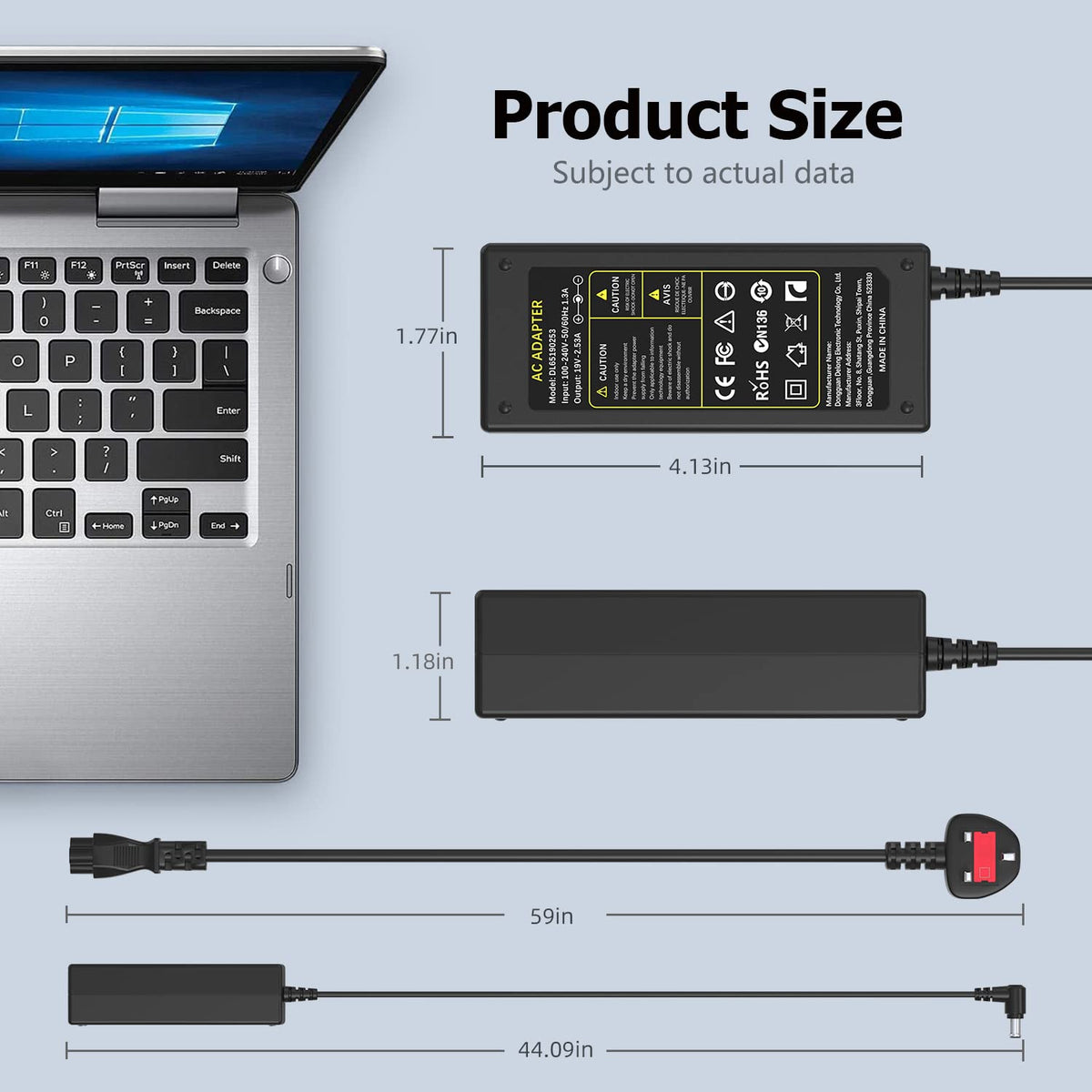 65W Laptop Charger Compatible with Microsoft Surface Pro Laptop Book Go