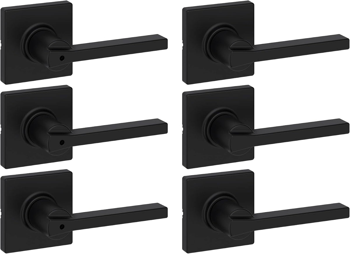 Kwikset Casey Privacy Door Lever with Lock, Matte Black