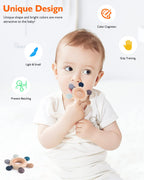 akolik Teething Toys for Baby,Teething Relief Teether Toys for Babies 3-6-12 Months, Silicone Sensory Wooden Teething Toys, BPA-Free,Baby Essentials for 3-6 Months Boy, Girl Toddlers