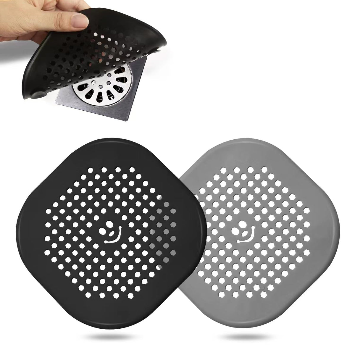 2 Pack Drain Hair Catcher Silicone Drain Cover Hair Stopper with Suction Cup for Shower Kitchen Bathroom Light Purple