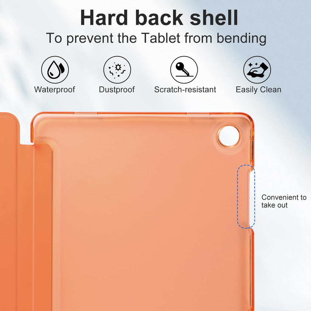 CoBak Case for Samsung Galaxy Tab A11+ Plus 11 Inch 2025/A9+ Plus 2023 - PU Leather Smart Cover with Auto Sleep/Wake for Tab A11+, Translucent Hard Shell, Multi-Viewing Angles, Orange