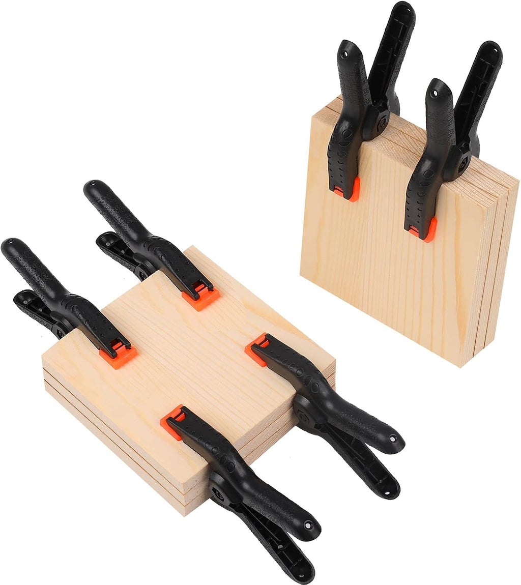 12 Pack Plastic Spring Clamps, 3.5inch Small Heavy Duty Clips for Crafts, Backdrop Stand, Woodworking, Photography Studios (Black)