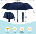 TechRise Umbrella, Compact Strong Windproof Automatic Umbrellas, Folding Lightweight, Portable Travel Golf Umbrella for Rain