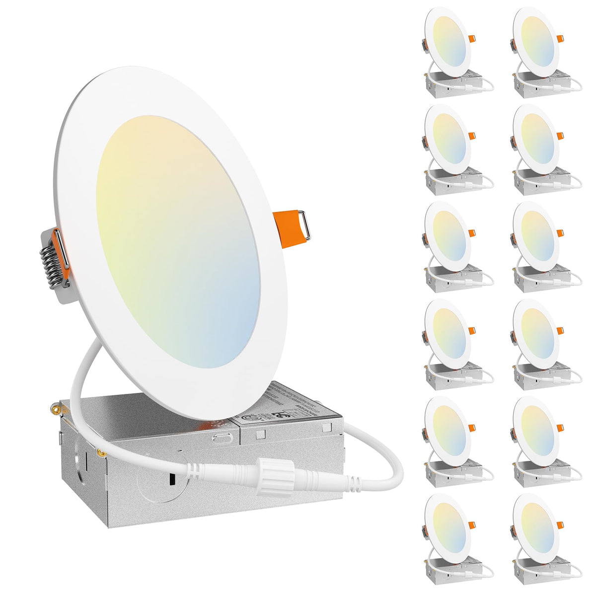 Amico 12 Pack 3 Inch LED Recessed Lighting, Canless Wafer Downlight, White