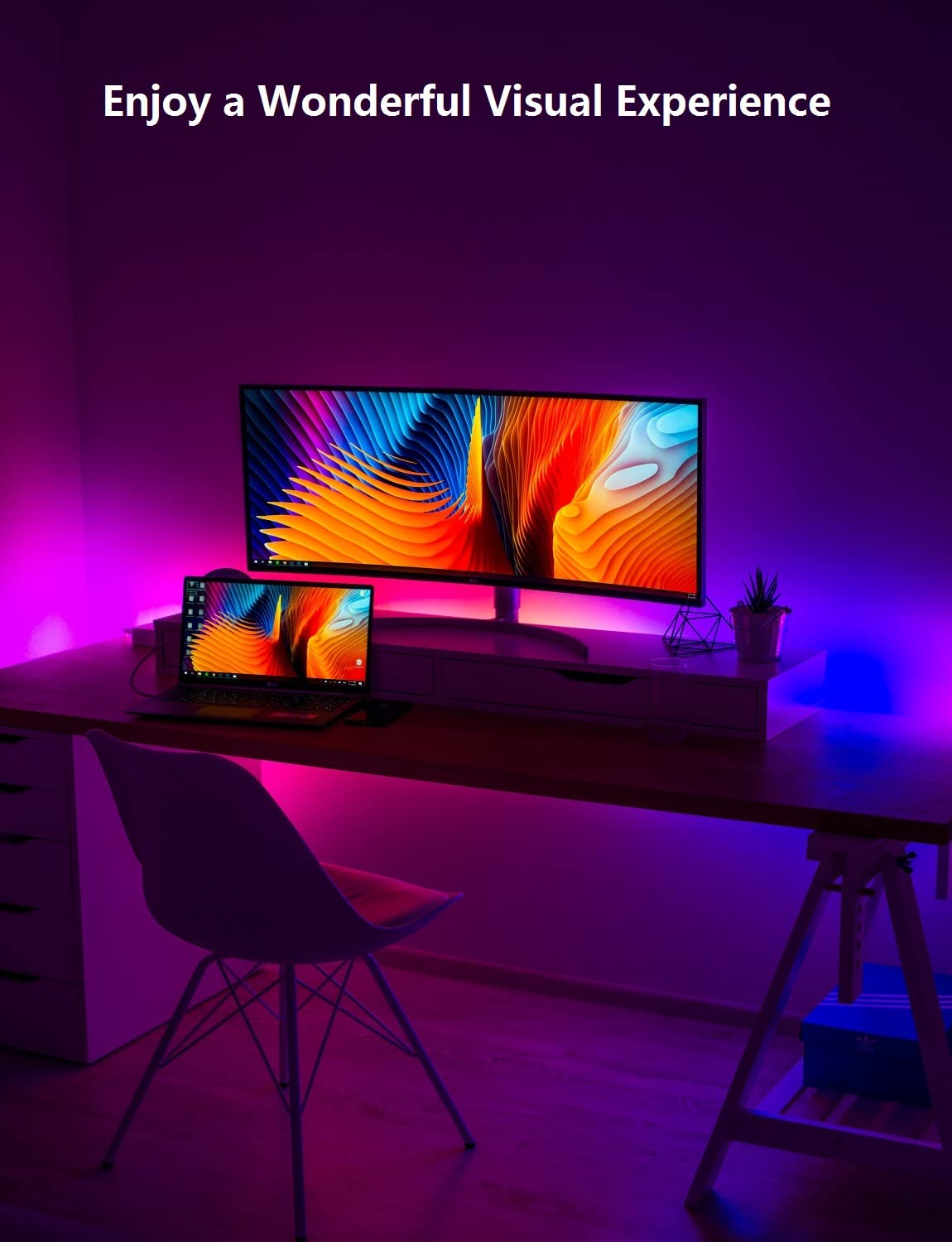 DAYBETTER LED Strip Lights 130ft Lights Strip for Bedroom, Desk, Indoor Room Bedroom Birthday Gifts RGB Decor with Remote and 24V Power Supply