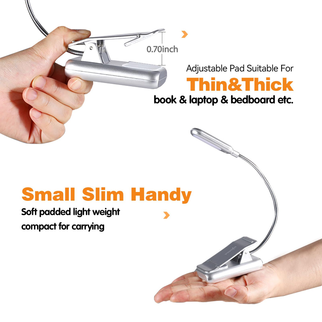 VAVOFO Rechargeable Reading Light, Clip on Book Light for Reading in Bed