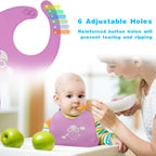 Vicloon Silicone Baby Bib, Baby Weaning Bibs, Waterproof Baby Feeding Bibs Adjustable with Wide Food Catcher Pocket Unisex Toddler Bibs