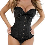 PhilaeEC Women's Plus Size Bridal Lingerie Lace up Satin Boned Corset + G-string