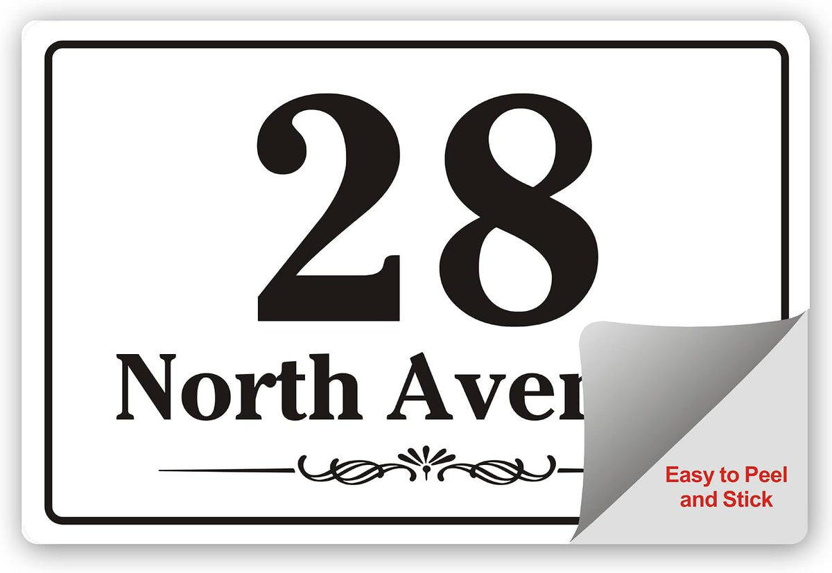 EDSG 4 x Wheelie Bin Stickers, Personalised Bin Numbers for Wheelie Bins, Custom Wheelies Bins Numbers Stickers, Number Sticker with House Number Street Name (Design 1)
