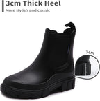 DRECAGE Wellies Boots Women Waterproof Short Chelsea Fashion Ladies Comfortable Rain Boots Outdoors Garden Walking