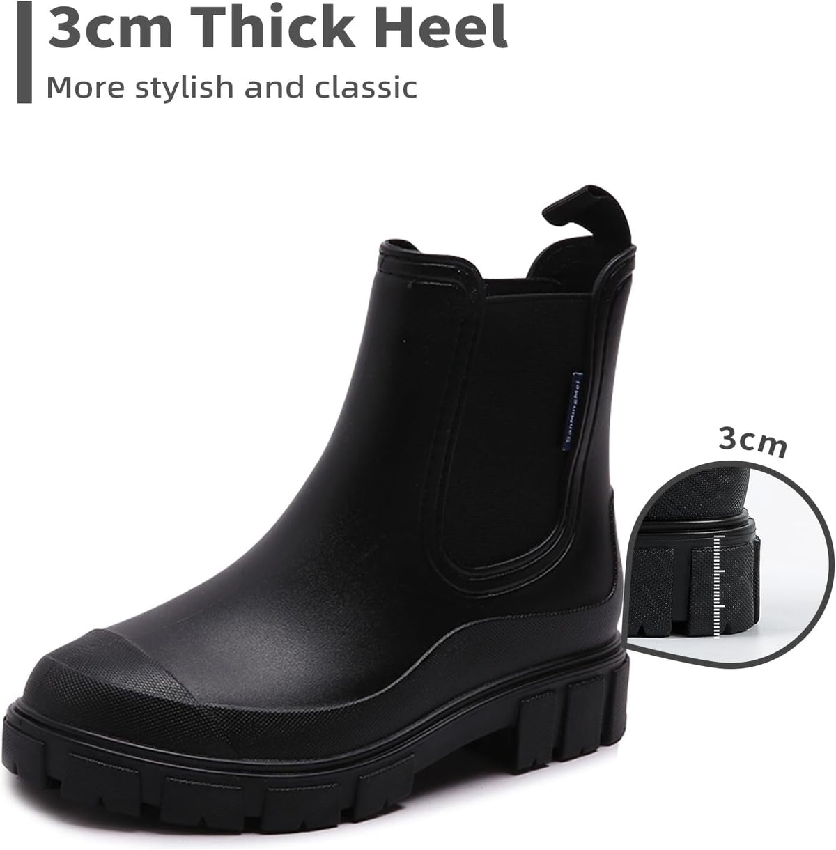 DRECAGE Wellies Boots Women Waterproof Short Chelsea Fashion Ladies Comfortable Rain Boots Outdoors Garden Walking