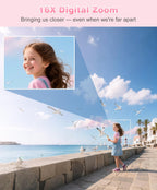 Digital Camera, 1080P FHD Vlogging Camera 50MP Compact Portable Photo Camera with 2.4" Screen, 16X Digital Zoom Mini Small Pocket Camera for Kids Students with 1 Battery, 16GB Card (Pink)