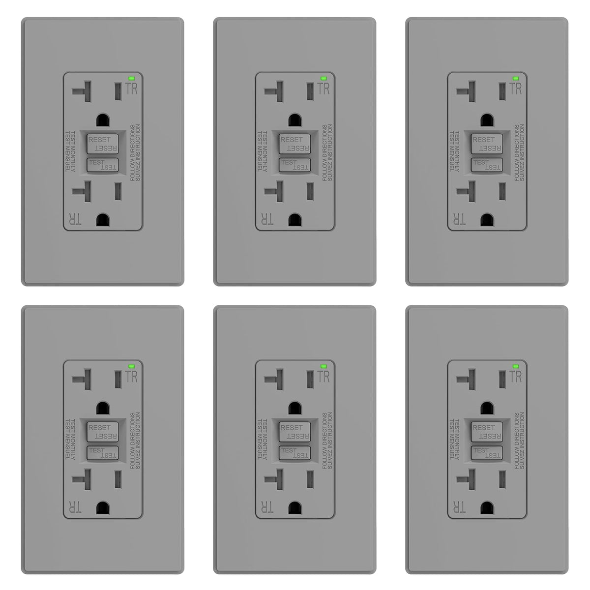 ELEGRP GFCI Outlet 20 Amp, Self-Test GFI Electrical Outlet with Thinner Design, TR Tamper Resistant GFCI Receptacle, Ground Fault Circuit Interrupters with Wall Plate, UL Listed, Light Almond, 1 Pack