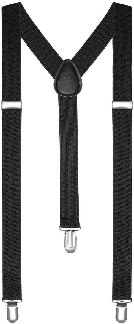 Boolavard Braces/Suspenders One Size Fully Adjustable Y Shaped With Strong Clips